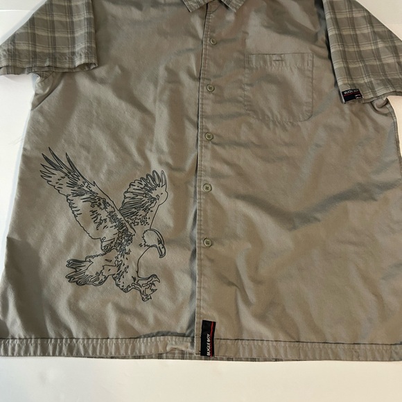 Bugle Boy Gray Casual Button Down Shirt with Eagle Design - Picture 1 of 4